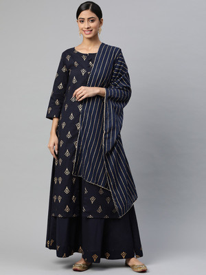 SVARCHI Printed Anarkali Kurta, Bottom & Dupatta Set