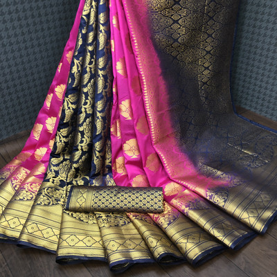 Devkinanndan Woven Kanjivaram Nylon Saree(Pink)
