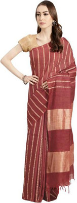 govind handloom Striped Bhagalpuri Art Silk Saree(Maroon)