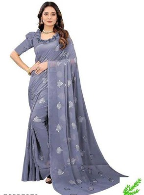 J M CREATION Printed Bollywood Georgette Saree(Grey)