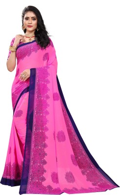 Guru Alankar Printed Daily Wear Chiffon Saree(Pink)