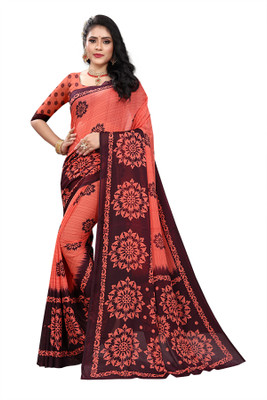 RUNAYA NX Printed Bollywood Georgette Saree(Red)