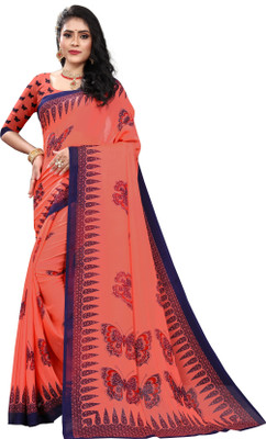 Vimalnath Synthetics Printed Bollywood Georgette Saree(Red)