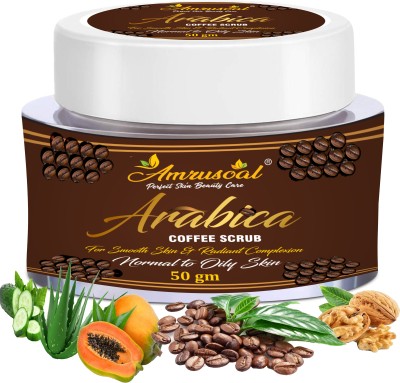 AMRUSOAL Arabica Coffee Scrub for face and body | Deep Cleansing | Glowing skin | Anti-Cellulite For He & She | Tan removal | Whitening Moisturizer| Fruit Extracts Caffeinated Face & Body  Scrub(60 g)