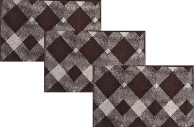 AAZEEM Polyester Door Mat(Brown, Free, Pack of 3)