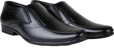 HIKBI Leather Formal Shoes Slip On For Men's Best For Office Wear Slip On For Men(Black)