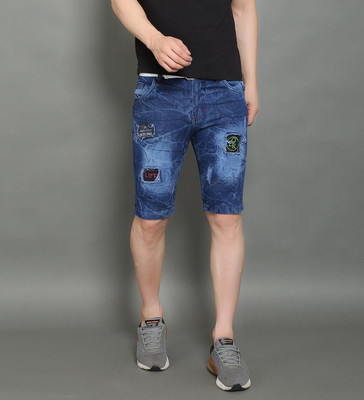 NIRALI Solid Men Denim Blue Denim Shorts