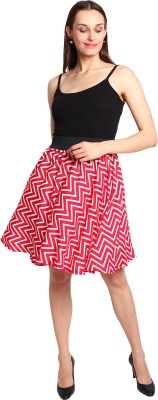 Aniyank Graphic Print Women Flared Red Skirt