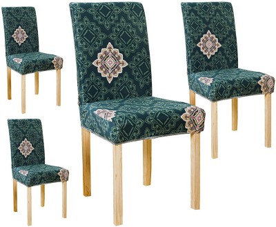 Winkel Polyester Abstract Chair Cover(Green Pack of 4)