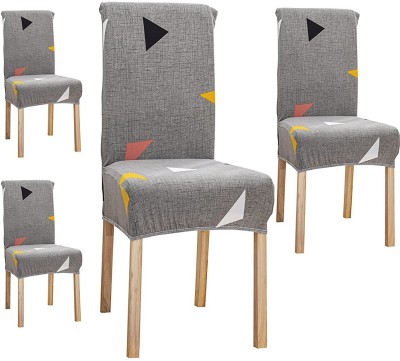 Winkel Polyester Abstract Chair Cover(Dark Grey Pack of 4)