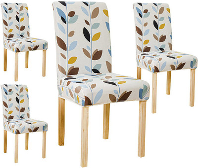Winkel Polyester Abstract 4 Seater Chair Cover(White Pack of 4)