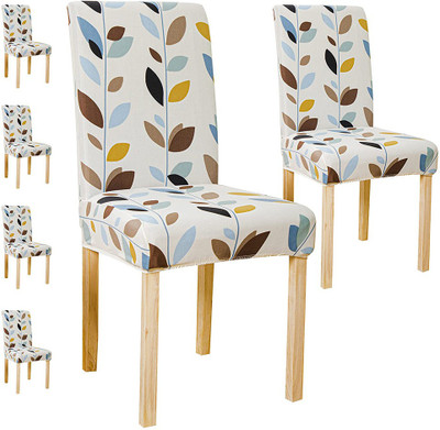 Winkel Polyester 6 Seater Chair Floral Cover(Pack of 6 White)