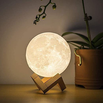 MBUYS MALL Moon Lamp with Stand Moon Night Rechargeable Lamp with Stand for Bedroom Lights Table Lamp
