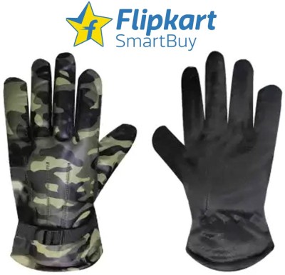 Flipkart SmartBuy ARMY TEXTURE SUPER WARM WINTER FULL GLOVE WITH SOFT FUR LINING GREEN M SIZE Riding Gloves(Green)