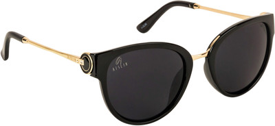 AISLIN Oval, Aviator Sunglasses(For Men & Women, Black)