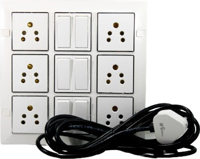 JELECTRICALS Modular Extension Board With 3 Meter Long Wire 6  Socket Extension Boards(White, 3 m)