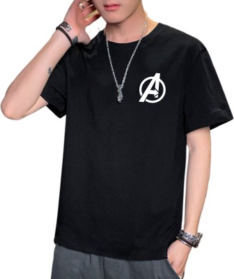 Fashion And Youth Printed Men Round Neck Black T-Shirt