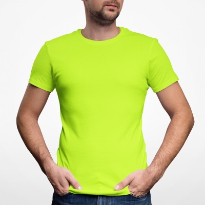 Apponkar Solid Men Round Neck Light Green T-Shirt