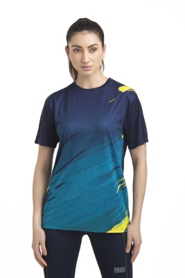 yss gears Graphic Print Women Round Neck Navy Blue T-Shirt