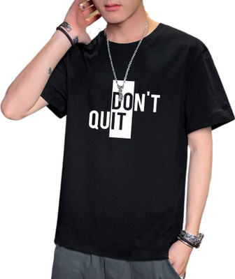 Fashion And Youth Printed Men Round Neck Black T-Shirt