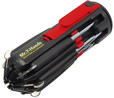 RHONNIUM 8in 1 Multi Portable Screwdriver Tools Set with 6 LED Torch MT2 Torch(Black, 4.5 cm)