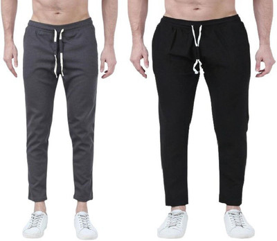 AMFABRICS Solid Men Grey, Black Track Pants