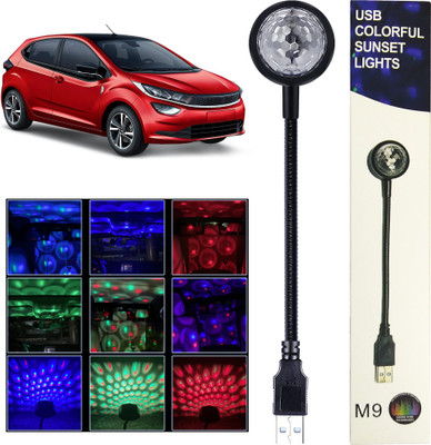 MOOZMOB 360 Degree Flexible Portable 7 Colors + 9 Functional Mode with Pattern Changer Button USB Disco Projector Led Light for Altroz Car SUVs Home Bedroom Led Light(Black)