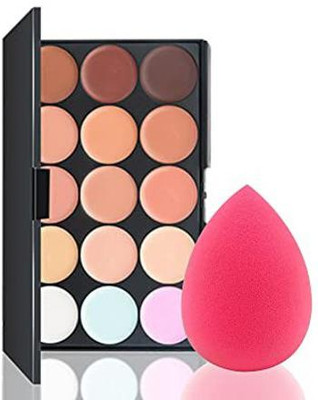 ADJD 15 Shades Highlighter Contour Cream Concealer Palette and blander(2 Items in the set)