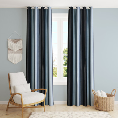 Galaxy Home Decor 213 cm (7 ft) Door Polyester Semi Transparent Curtain (Pack Of 2)(Grey, Plain)
