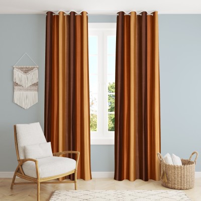 Galaxy Home Decor 153 cm (5 ft) Polyester Semi Transparent Window Curtain (Pack Of 2)(Plain, Coffee)