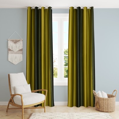 kiara Creations 274 cm (9 ft) Polyester Semi Transparent Long Door Curtain (Pack Of 2)(Plain, Green)