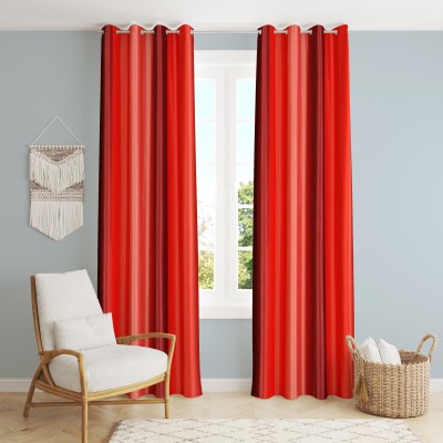 Lucacci 274 cm (9 ft) Polyester Semi Transparent Long Door Curtain (Pack Of 2)(Solid, Maroon)