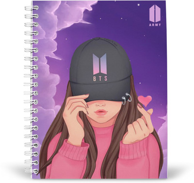 PurpleBees BTS ARMY Girl A5 Diary Unruled 160 Pages(White)