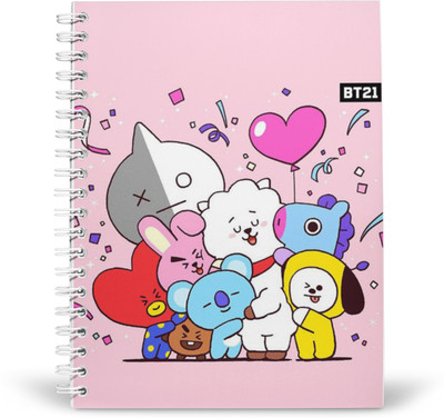 PurpleBees BTS BT21 Special A5 Diary Unruled 160 Pages(Pink)