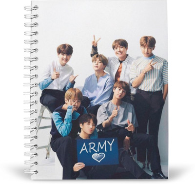 PurpleBees BTS ARMY A5 Diary Unruled 160 Pages(White)