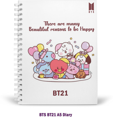 PurpleBees BTS BT21 Special Edition A5 Diary Unruled 160 Pages(White)