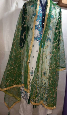 scope creations Net Embroidered Women Dupatta