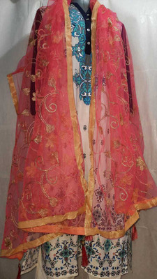 scope creations Net Embroidered Women Dupatta