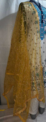 scope creations Net Embroidered Women Dupatta