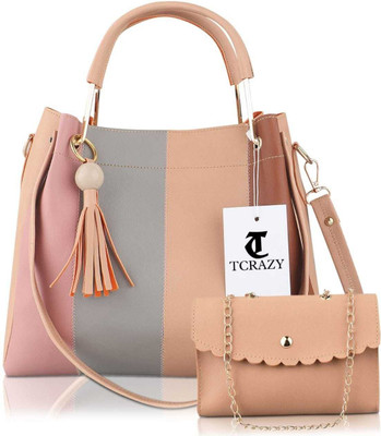TCRAZY Women Beige Shoulder Bag(Pack of: 2)