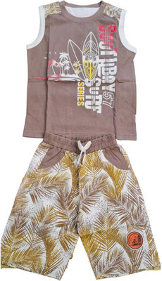 rayie collection Baby Boys Casual Top Shorts(brown)