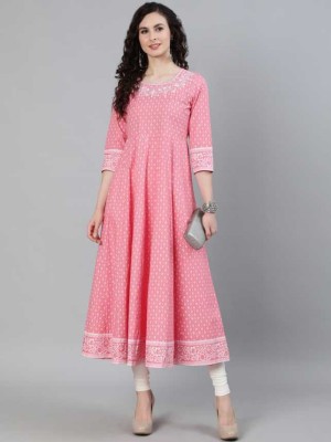 RIYA EXPORTS Women Embellished Anarkali Kurta(Pink)