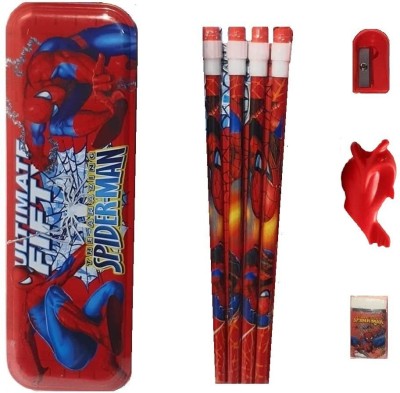 Paper Bear NA Spiderman Art Metal Pencil Box(Set of 8, Red)