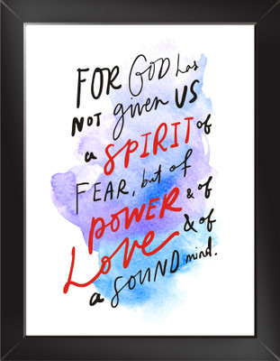 FOR GOD HAS NOT GIVEN Quote Wall Poster With Frame Paper Print(10.5 inch X 13.5 inch)