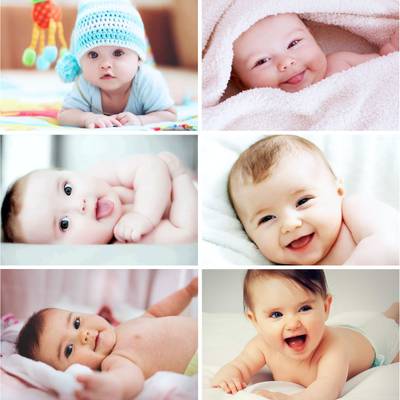 Self Adhesive Exclusive Cute Baby Posters Combo | Smiling Baby Poster | Poster for Pregnant Women | HD Baby Wall Poster for Room Decor CQ08 (Size : 45 cm x 30 cm) Pack of 6 Fine Art Print