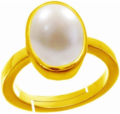 BWM GEMS Certified 5.25 Ratti White Pearl Stone ( Moti ) Panchdhatu Alloy Pearl Ring