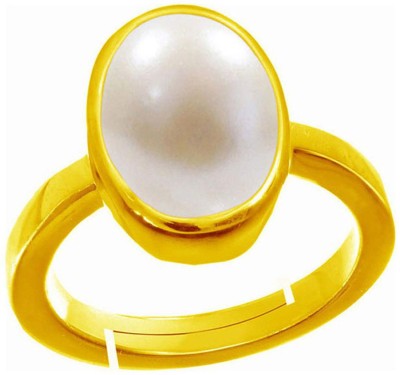 BWM GEMS Certified 6.25 Ratti White Pearl Stone ( Moti ) Panchdhatu Alloy Pearl Ring