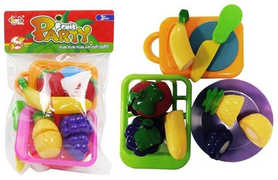 Quadrants Fruits Cutting Sliceable Realistic 9 Pcs Play Toy Set Can Be Cut in 2 Parts