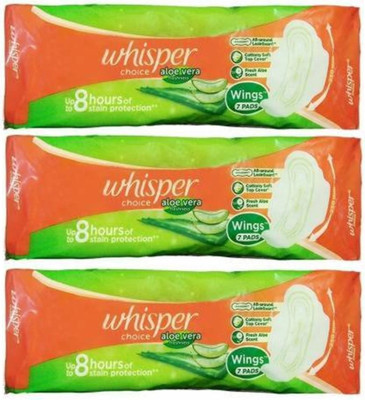 Whisper Choice Alovera Regular – 7+7+7 Pads Sanitary Pad (Pack of 3)