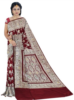 Rida Fashion Woven Banarasi Pure Silk Saree(Maroon)